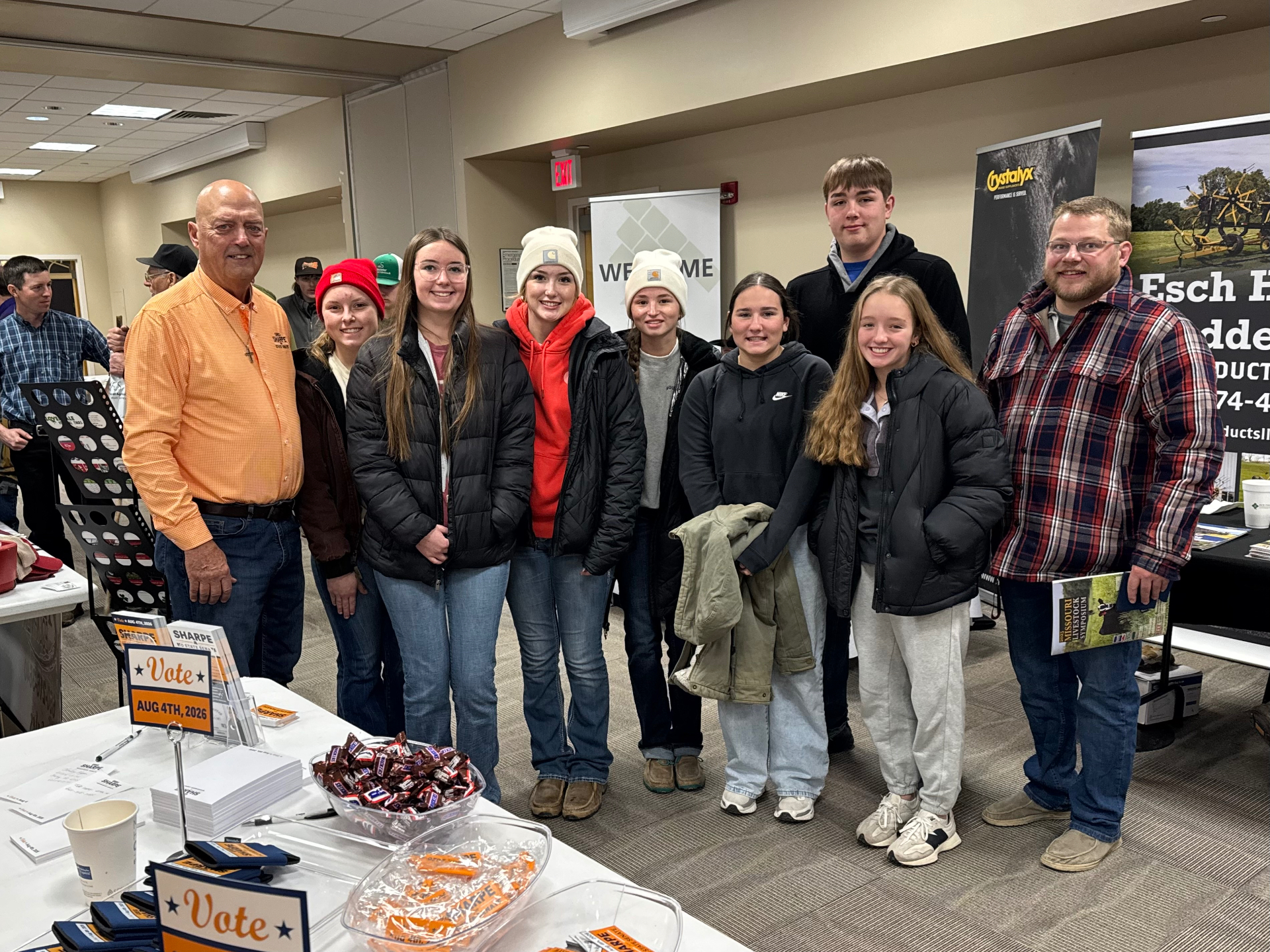 Greg Sharpe with a group of FFA students at a Northeast Missouri ag event